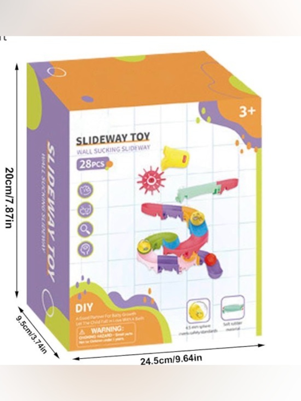 Slideway Toy - Colorful Wall bath or pool toy 28pcs for 3+